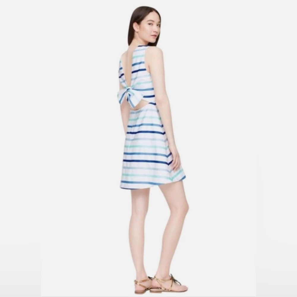 Kate Spade Broome Street Blue Striped Open-Back A-Line Dress